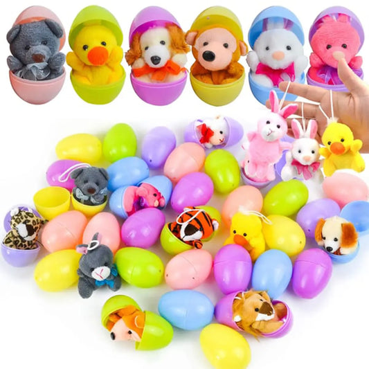 Prefilled Easter Eggs, 12/24/36 Pcs with Plush Animal Toys