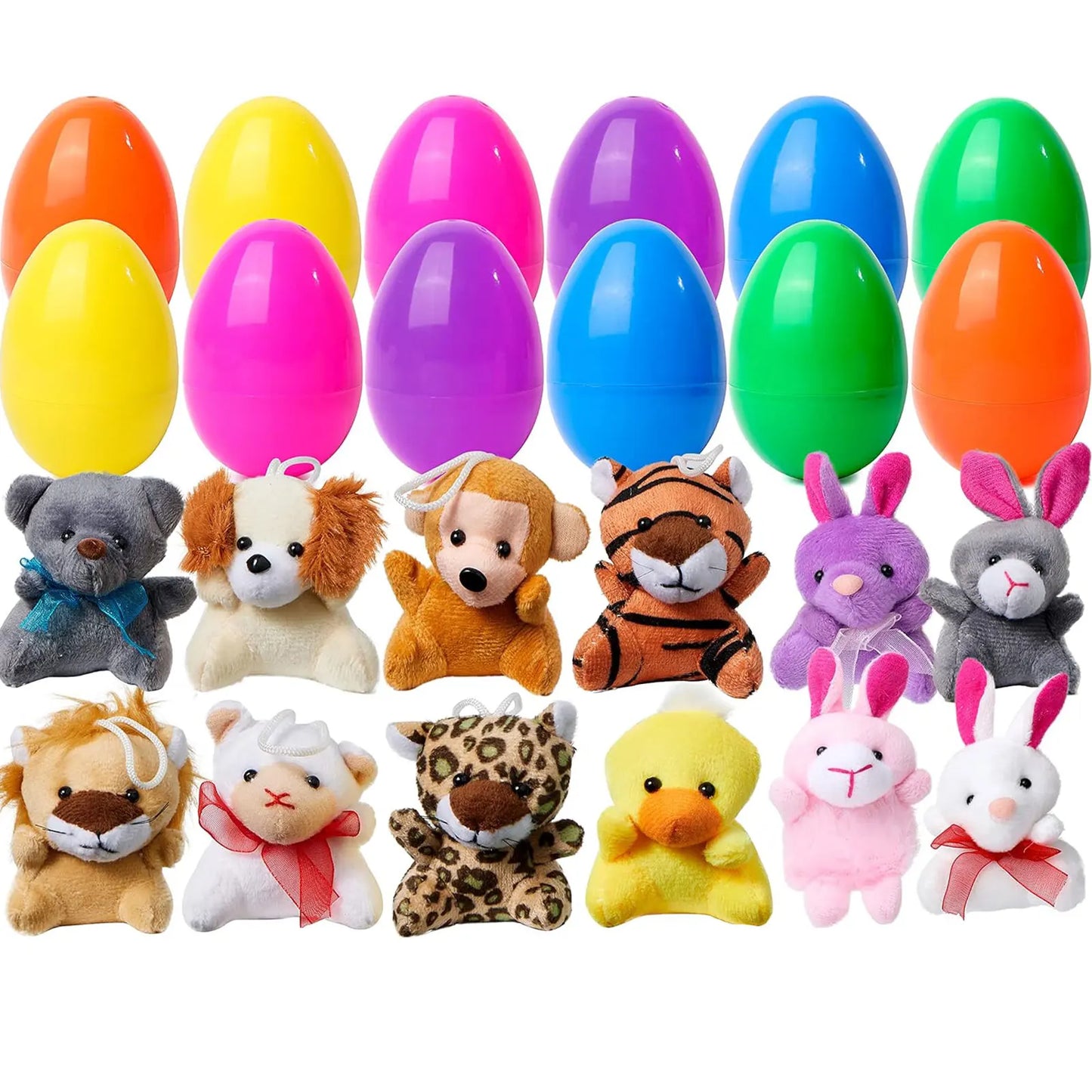 Prefilled Easter Eggs, 12/24/36 Pcs with Plush Animal Toys