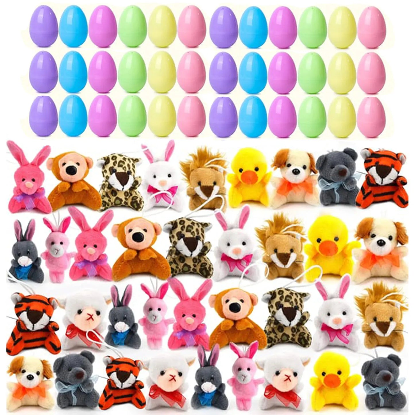 Prefilled Easter Eggs, 12/24/36 Pcs with Plush Animal Toys