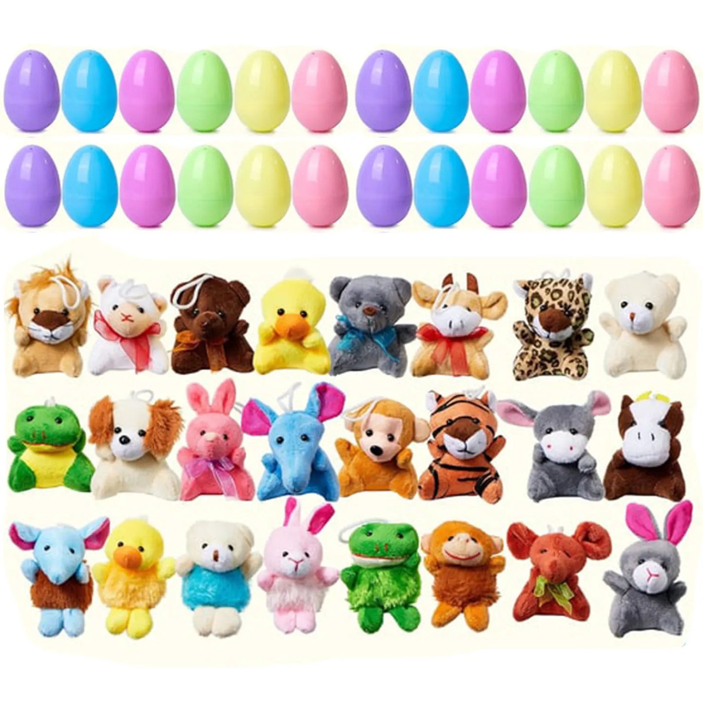 Prefilled Easter Eggs, 12/24/36 Pcs with Plush Animal Toys